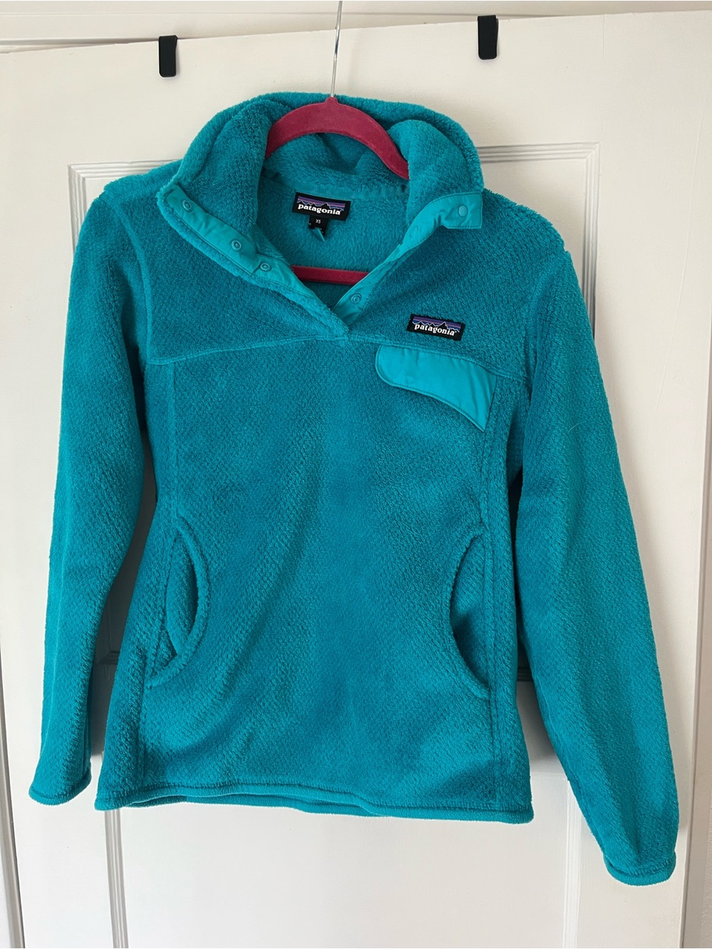 Patagonia Teal Snap-Button Fleece Pullover